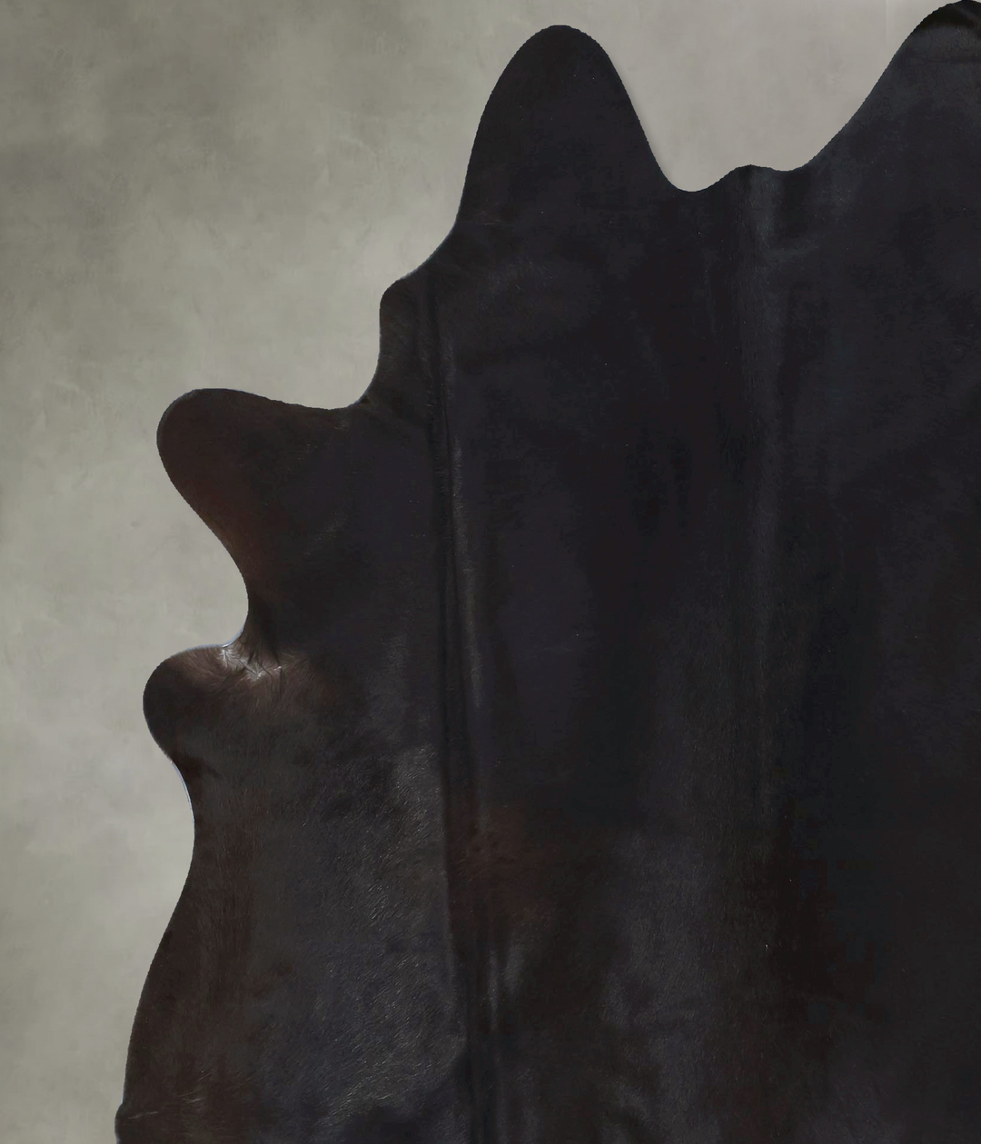 Solid Black X-Large Brazilian Cowhide Rug 7'3"H x 6'6"W #B21178 by Hud