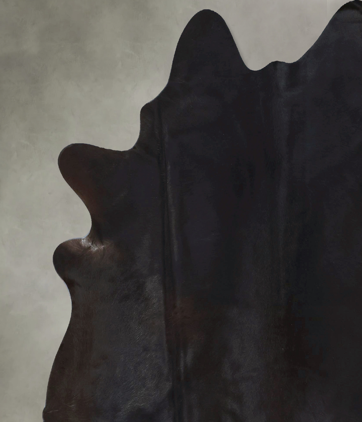 Solid Black X-Large Brazilian Cowhide Rug 7'3"H x 6'6"W #B21178 by Hudson Hides