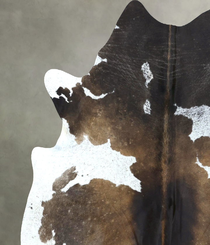 Chocolate and White X-Large Brazilian Cowhide Rug 6'9"H x 6'2"W #B21180 by Hudson Hides