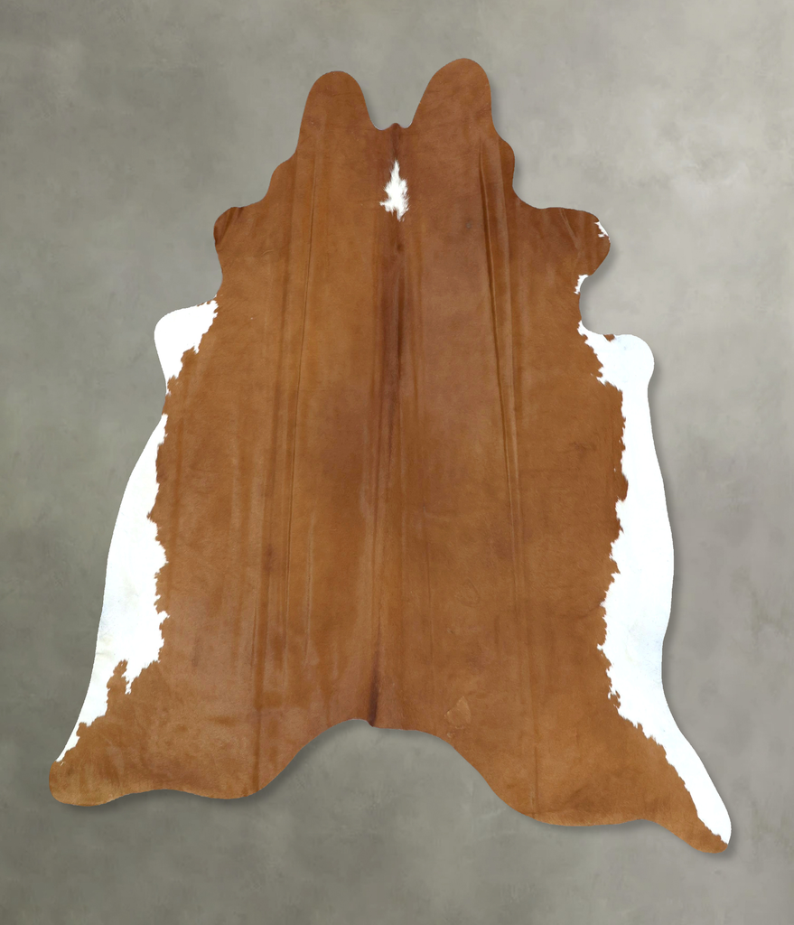 Brown and White Regular X-Large Brazilian Cowhide Rug 7'1"H x 6'9"W #B21183 by Hudson Hides
