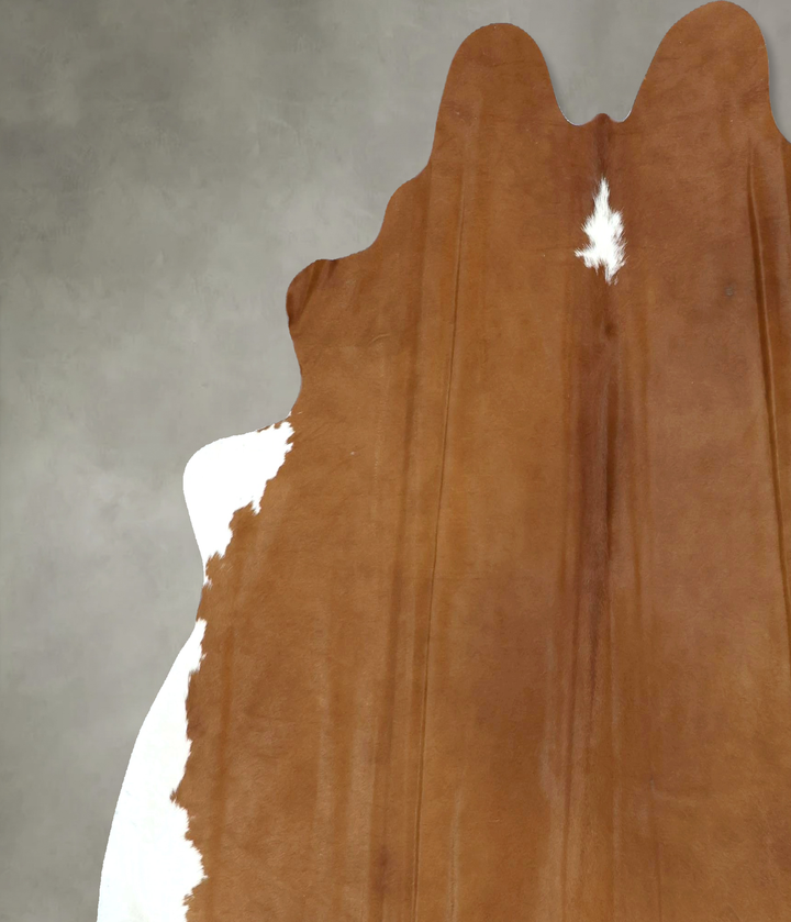 Brown and White Regular X-Large Brazilian Cowhide Rug 7'1"H x 6'9"W #B21183 by Hudson Hides