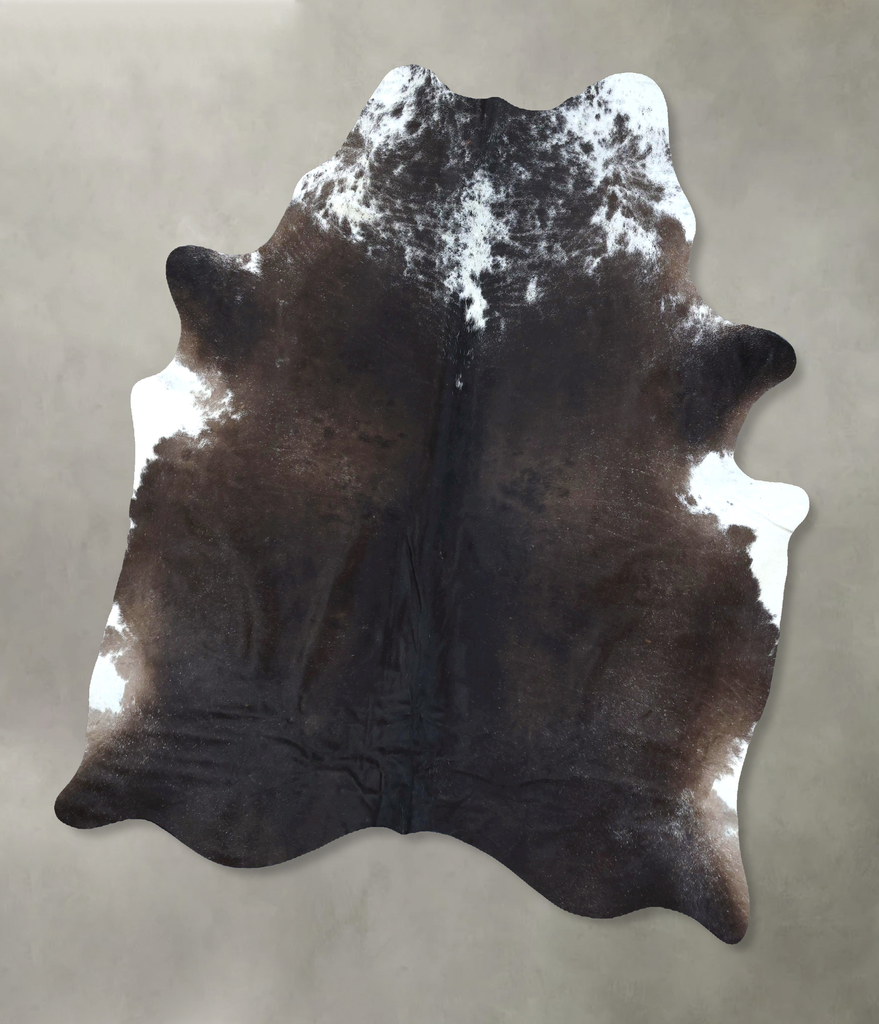 Chocolate and White X-Large Brazilian Cowhide Rug 7'0"H x 6'1"W #B21188 by Hudson Hides