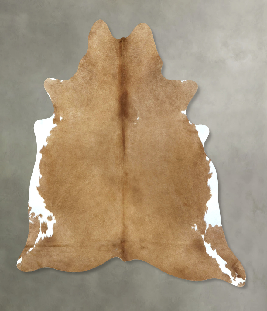 Beige X-Large Brazilian Cowhide Rug 7'3"H x 6'7"W #B21204 by Hudson Hides
