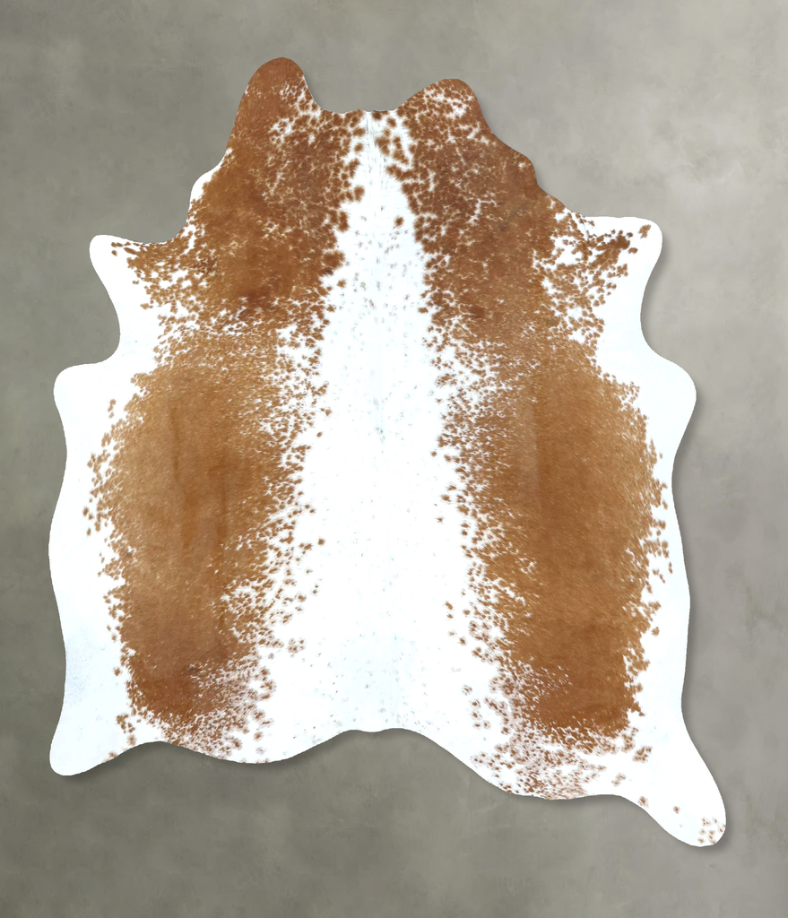 Beige and White Large Brazilian Cowhide Rug 6'8"H x 5'6"W #B21206 by Hudson Hides