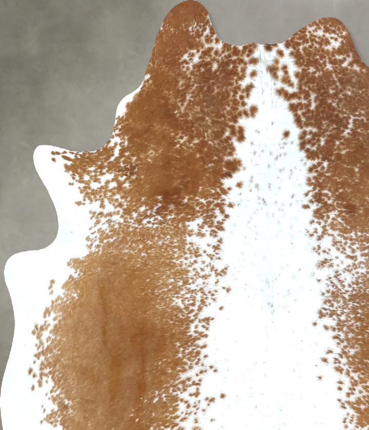 Beige and White Large Brazilian Cowhide Rug 6'8"H x 5'6"W #B21206 by Hudson Hides