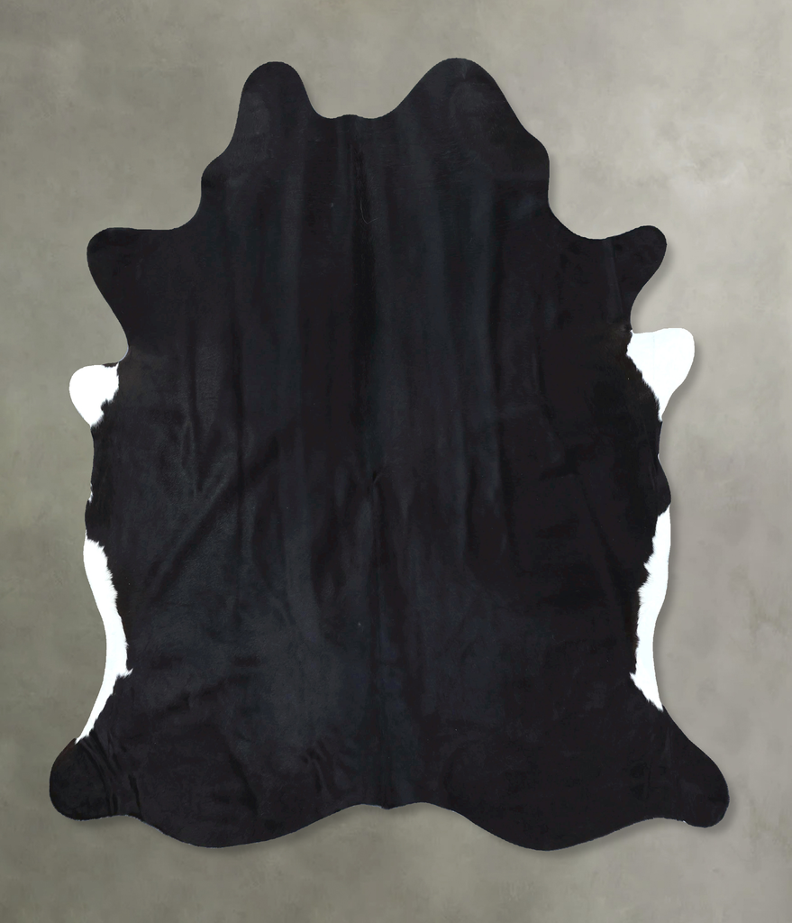 Solid Black Large Brazilian Cowhide Rug 6'9"H x 5'8"W #B21213 by Hudson Hides