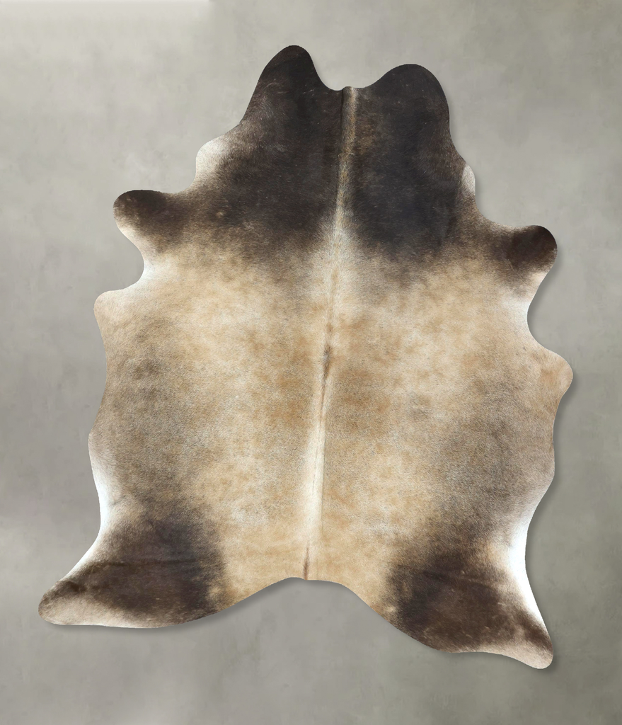 Grey with Beige X-Large Brazilian Cowhide Rug 7'3"H x 5'8"W #B21224 by Hudson Hides