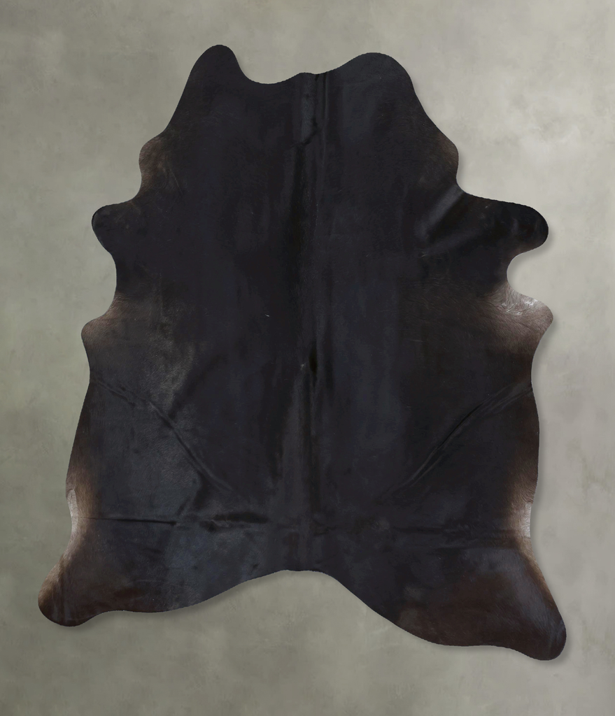 Solid Black X-Large Brazilian Cowhide Rug 7'1"H x 5'8"W #B21235 by Hudson Hides