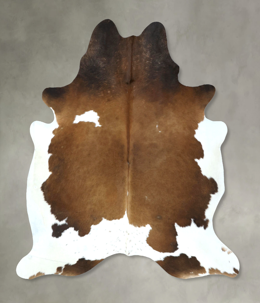 Chocolate and White X-Large Brazilian Cowhide Rug 7'2"H x 6'2"W #B21239 by Hudson Hides