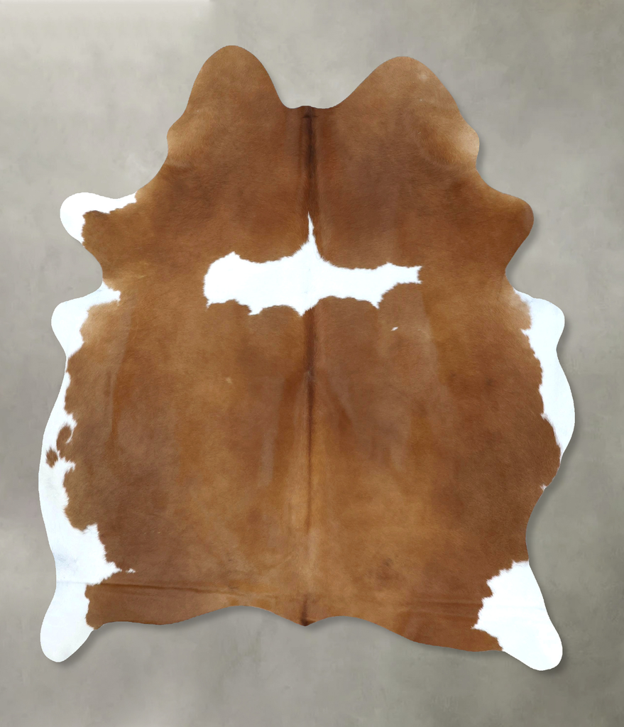 Brown and White Regular X-Large Brazilian Cowhide Rug 7'1"H x 5'8"W #B21249 by Hudson Hides