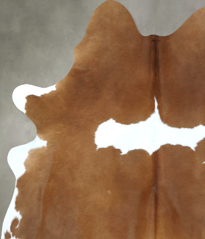Brown and White Regular X-Large Brazilian Cowhide Rug 7'1"H x 5'8"W #B21249 by Hudson Hides