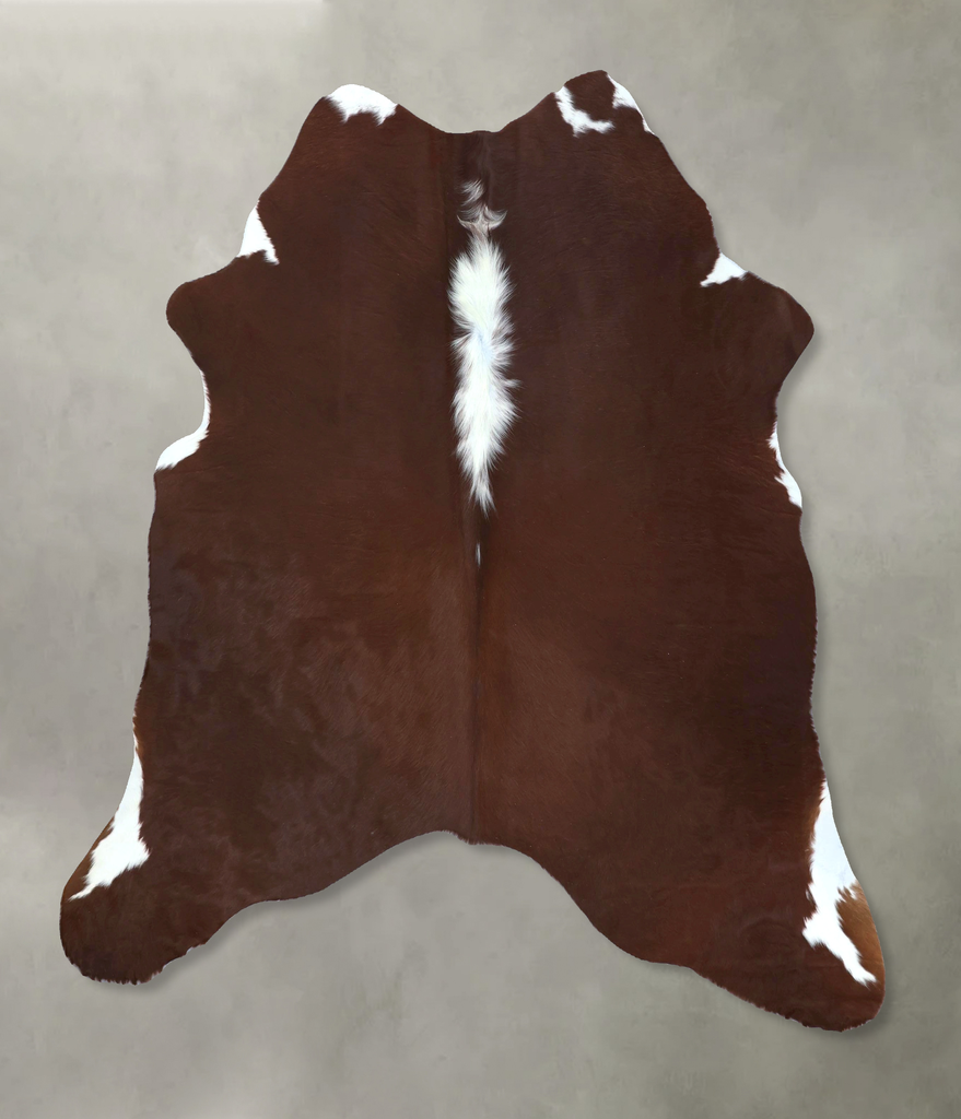 Brown and White Regular Large Brazilian Cowhide Rug 6'7"H x 6'1"W #B21257 by Hudson Hides