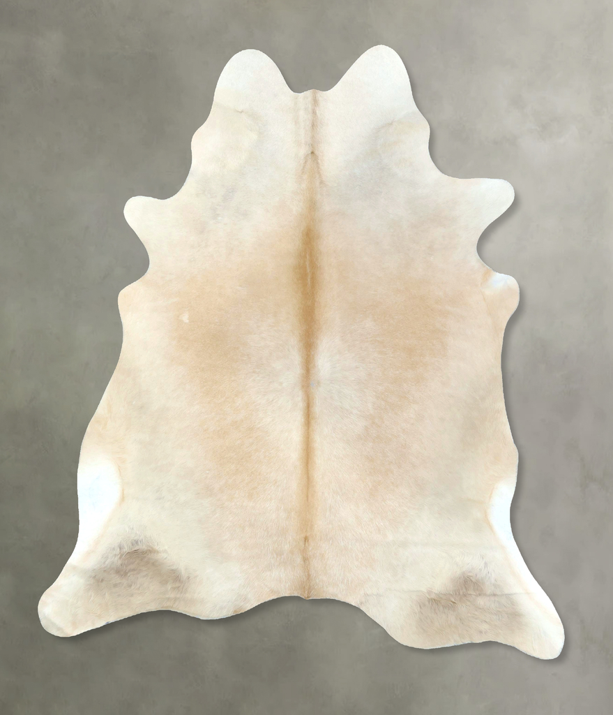 Ivory with Beige X-Large Brazilian Cowhide Rug 6'11"H x 5'11"W #B21263 by Hudson Hides