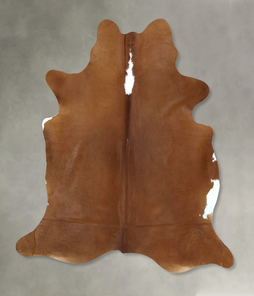 Brown and White Regular X-Large Brazilian Cowhide Rug 7'2"H x 6'4"W #B21265 by Hudson Hides
