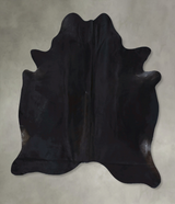 Solid Black X-Large Brazilian Cowhide Rug 7'0"H x 6'0"W #B21276 by Hudson Hides