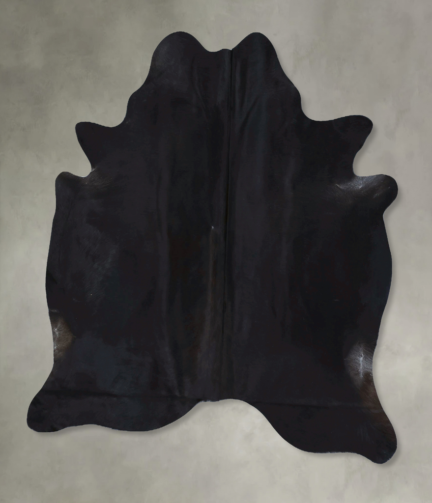 Solid Black X-Large Brazilian Cowhide Rug 7'0"H x 6'0"W #B21276 by Hudson Hides