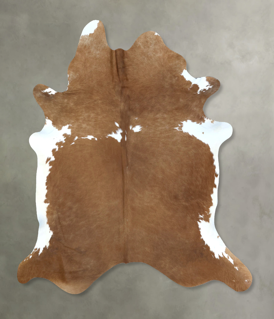 Brown and White Regular XX-Large Brazilian Cowhide Rug 8'1"H x 6'4"W #B21294 by Hudson Hides