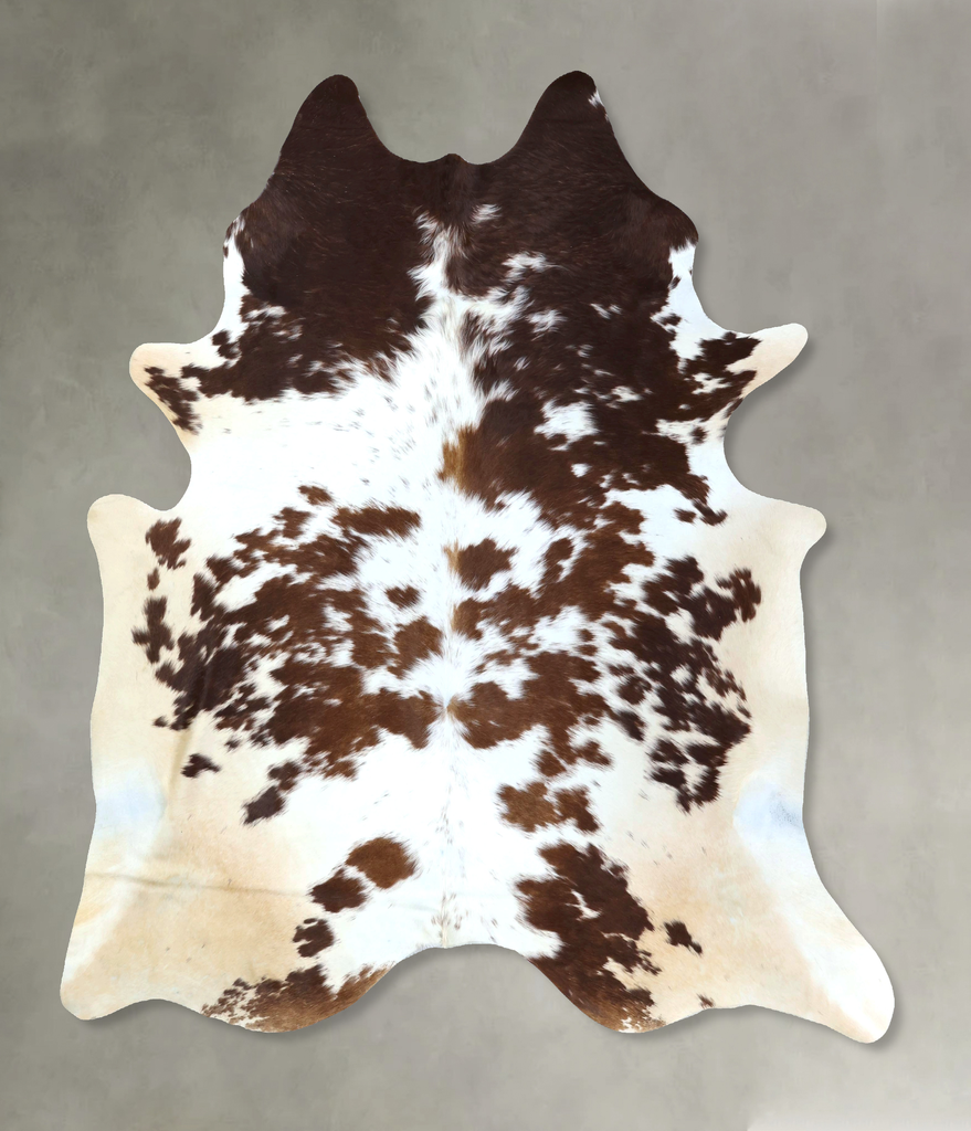 Brown and White XX-Large Brazilian Cowhide Rug 8'0"H x 7'1"W #B21298 by Hudson Hides