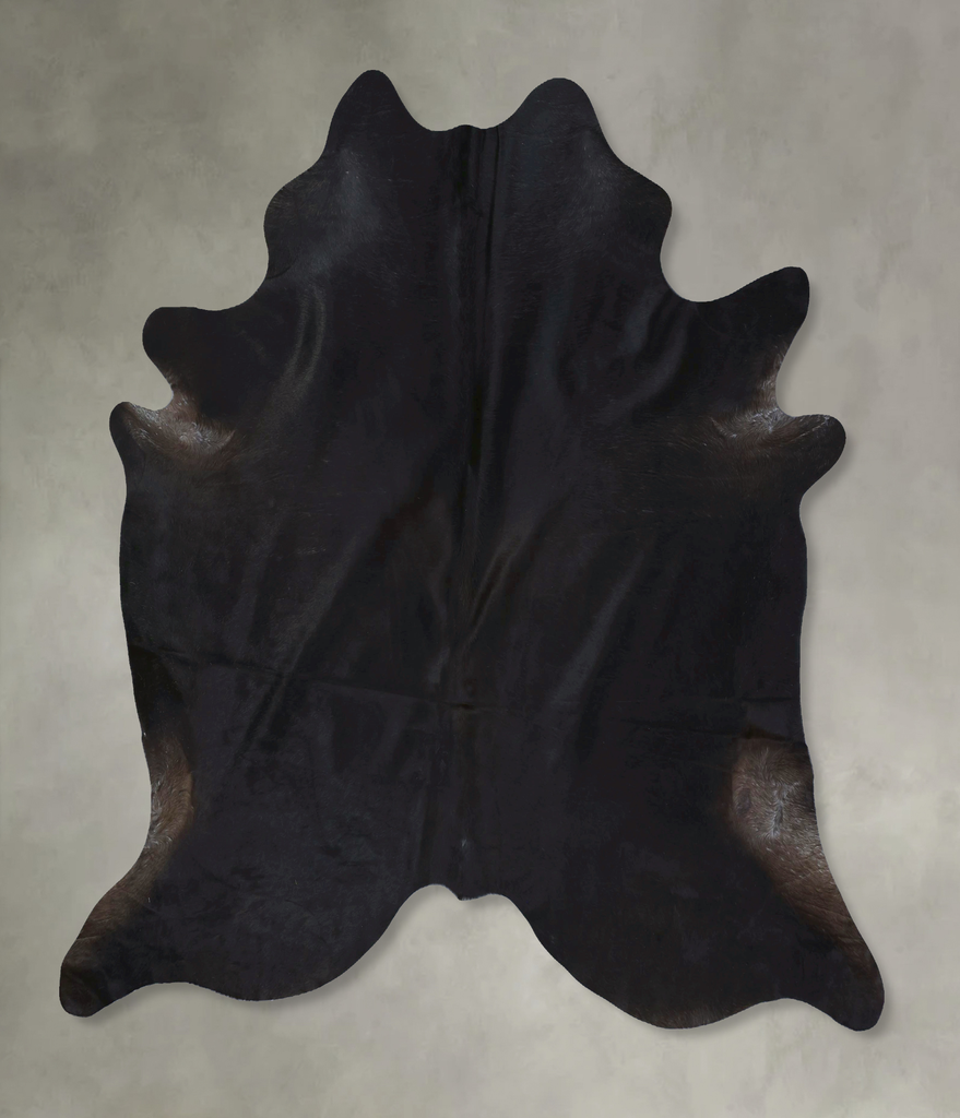 Solid Black XX-Large Brazilian Cowhide Rug 7'10"H x 7'2"W #B21303 by Hudson Hides
