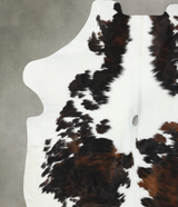 Tricolor X-Large European Cowhide Rug 7'3"H x 6'2"W #B22400 by Hudson Hides