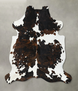 Tricolor X-Large European Cowhide Rug 7'6"H x 6'6"W #B22593 by Hudson Hides