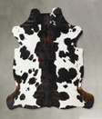 Tricolor X-Large European Cowhide Rug 6'10"H x 6'6"W #B23662 by Hudson Hides