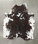 Chocolate and White X-Large Brazilian Cowhide Rug 7'9"H x 6'0"W #B23881 by Hudson Hides