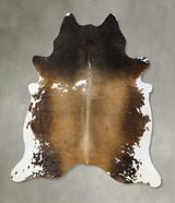 Chocolate and White XX-Large Brazilian Cowhide Rug 7'8"H x 6'11"W #B23888 by Hudson Hides