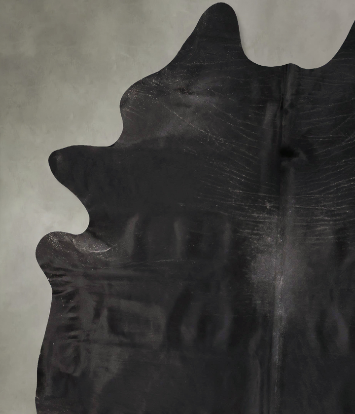 Solid Black XX-Large Brazilian Cowhide Rug 9'1"H x 7'3"W #B23891 by Hudson Hides