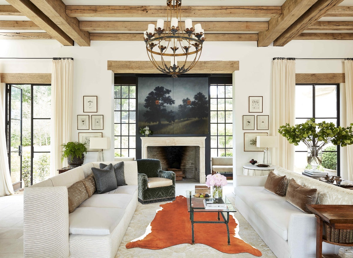 Brown and White Regular XX-Large Brazilian Cowhide Rug 7'11"H x 6'9"W #B2391 by Hudson Hides