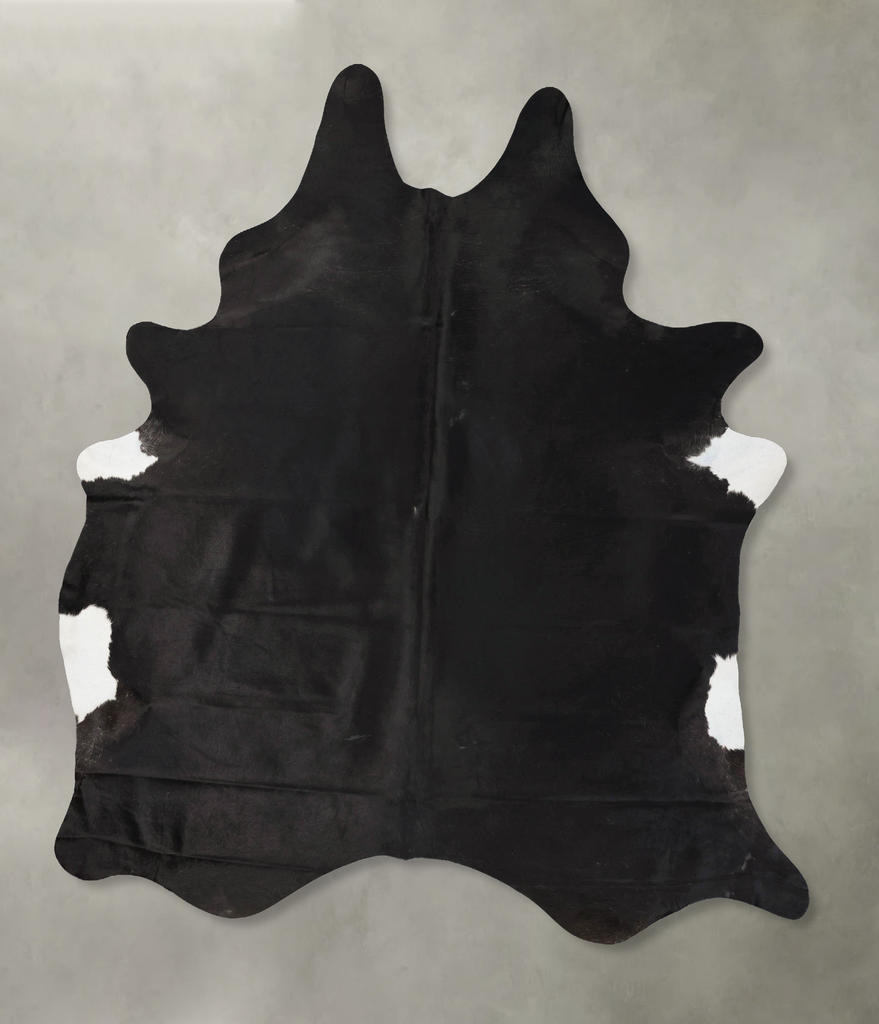 Solid Black XX-Large Brazilian Cowhide Rug 9'7"H x 7'2"W #B23951 by Hudson Hides