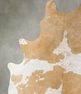 Beige and White XX-Large Brazilian Cowhide Rug 8'3"H x 6'9"W #B23953 by Hudson Hides