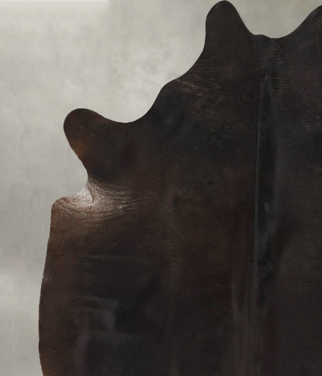 Solid Black X-Large Brazilian Cowhide Rug 7'1"H x 5'9"W #B23990 by Hud