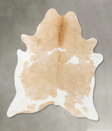 Beige and White X-Large Brazilian Cowhide Rug 7'2"H x 6'3"W #B24076 by Hudson Hides
