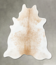 Beige and White X-Large Brazilian Cowhide Rug 7'0"H x 6'6"W #B24077 by Hudson Hides
