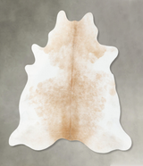 Beige and White X-Large Brazilian Cowhide Rug 7'0"H x 6'6"W #B24077 by Hudson Hides