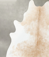 Beige and White X-Large Brazilian Cowhide Rug 7'0"H x 6'6"W #B24077 by Hudson Hides