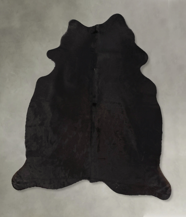Solid Black Large Brazilian Cowhide Rug 6'10"H x 5'8"W #B24092 by Hudson Hides