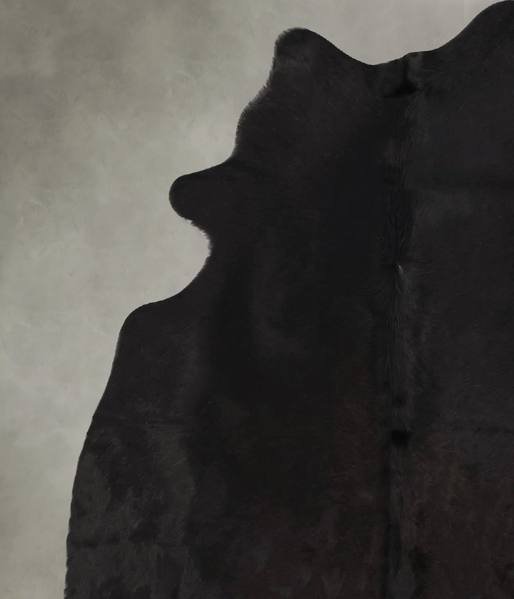 Solid Black Large Brazilian Cowhide Rug 6'10"H x 5'8"W #B24092 by Hudson Hides