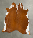 Brown and White Regular X-Large Brazilian Cowhide Rug 6'5"H x 6'5"W #B24131 by Hudson Hides