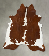 Brown and White X-Large Brazilian Cowhide Rug 7'2"H x 6'6"W #B24154 by Hudson Hides