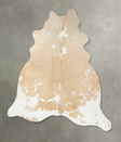 Beige and White X-Large Brazilian Cowhide Rug 7'4"H x 6'8"W #B24198 by Hudson Hides