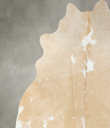 Beige and White X-Large Brazilian Cowhide Rug 7'4"H x 6'8"W #B24198 by Hudson Hides