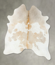 Beige and White X-Large Brazilian Cowhide Rug 6'11"H x 5'11"W #B24199 by Hudson Hides