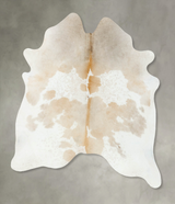 Beige and White X-Large Brazilian Cowhide Rug 6'11"H x 5'11"W #B24199 by Hudson Hides