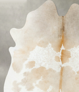 Beige and White X-Large Brazilian Cowhide Rug 6'11"H x 5'11"W #B24199 by Hudson Hides