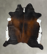 Chocolate and White XX-Large Brazilian Cowhide Rug 7'11"H x 6'9"W #B24224 by Hudson Hides