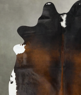 Chocolate and White XX-Large Brazilian Cowhide Rug 7'11"H x 6'9"W #B24224 by Hudson Hides