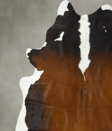 Chocolate and White XX-Large Brazilian Cowhide Rug 7'11"H x 7'0"W #B24228 by Hudson Hides