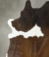 Chocolate and White XX-Large Brazilian Cowhide Rug 8'0"H x 6'10"W #B24231 by Hudson Hides